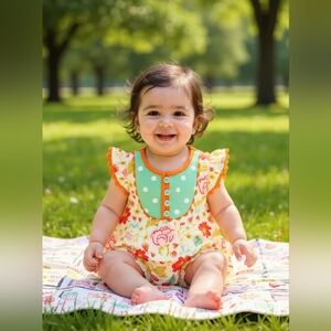 Marie Nicole Lottie Dots Ruffle Bubble Sz 6-9M